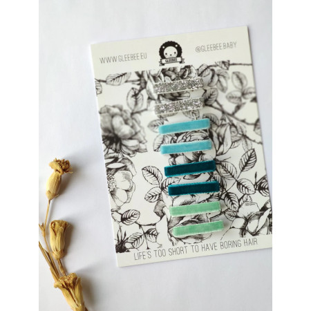 Dievčenské sponky do vlasov strieborné, modré a zelené 8 ks