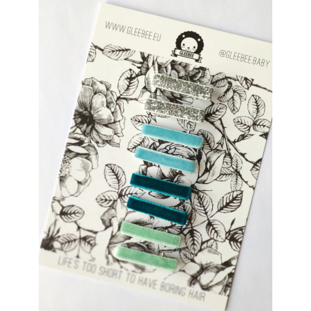 Dievčenské sponky do vlasov strieborné, modré a zelené