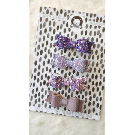 Fialové sponky do vlasov mini mašličky