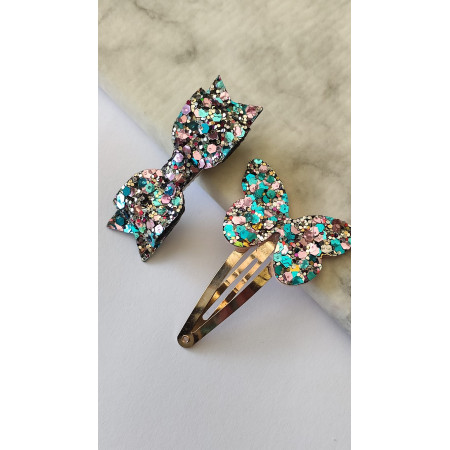 Sponky do vlasov pre deti 2 ks Trblietavý motýľ