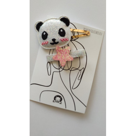 Sponky do vlasov pre deti 2 ks Trblietavá panda