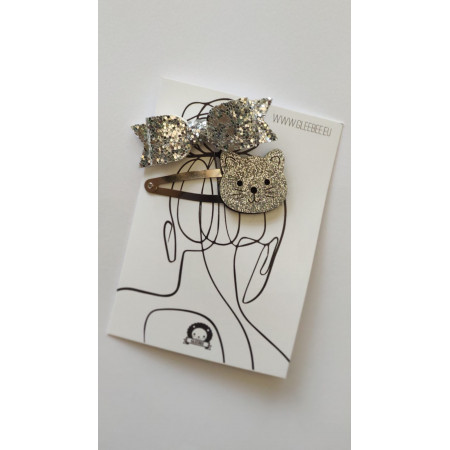 Sponky do vlasov pre deti 2 ks Zlatá mačka