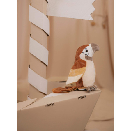 Hovoriaci plyšový papagáj hnedý