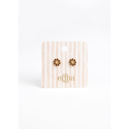 Detské náušnice z chirurgickej ocele Hnedý kvietok