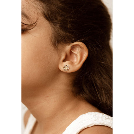 Detské pozlátené náušnice Hnedý kvietok