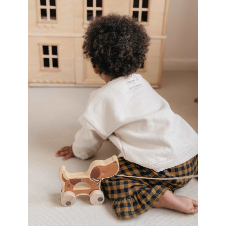 Drevená hračka na ťahanie psík darček pre malé deti