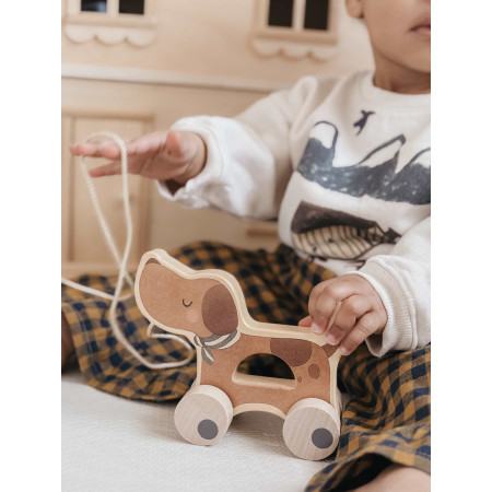 Drevená hračka na ťahanie psík darček pre chlapca