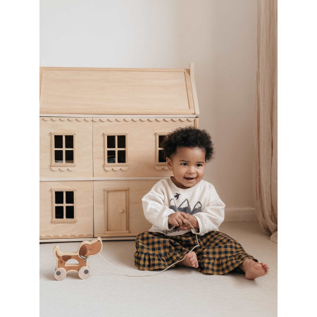 Drevená hračka na ťahanie psík od 1,5 roka