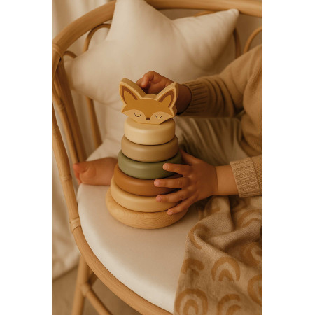 Detské drevené navliekacie krúžky Líška