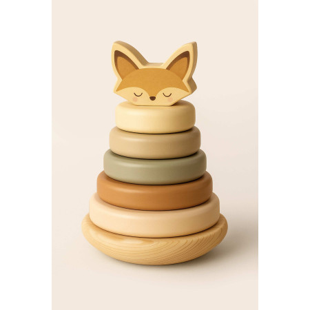 Drevené navliekacie krúžky Líška pre deti