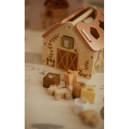 Drevený domček so zvieratkami vkladačka pre chlapca