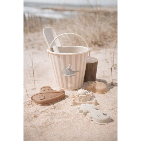 Detská silikónová sada do piesku Whale - vedierko a formičky | NJU Brands