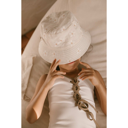 Detský obojstranný klobúk z prémiovej bavlny - Kvietky | NJU Brands